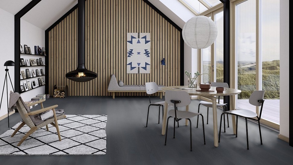 Паркетная доска BOEN ДУБ CHALK BLACK с фаской 209 PFGV43FD