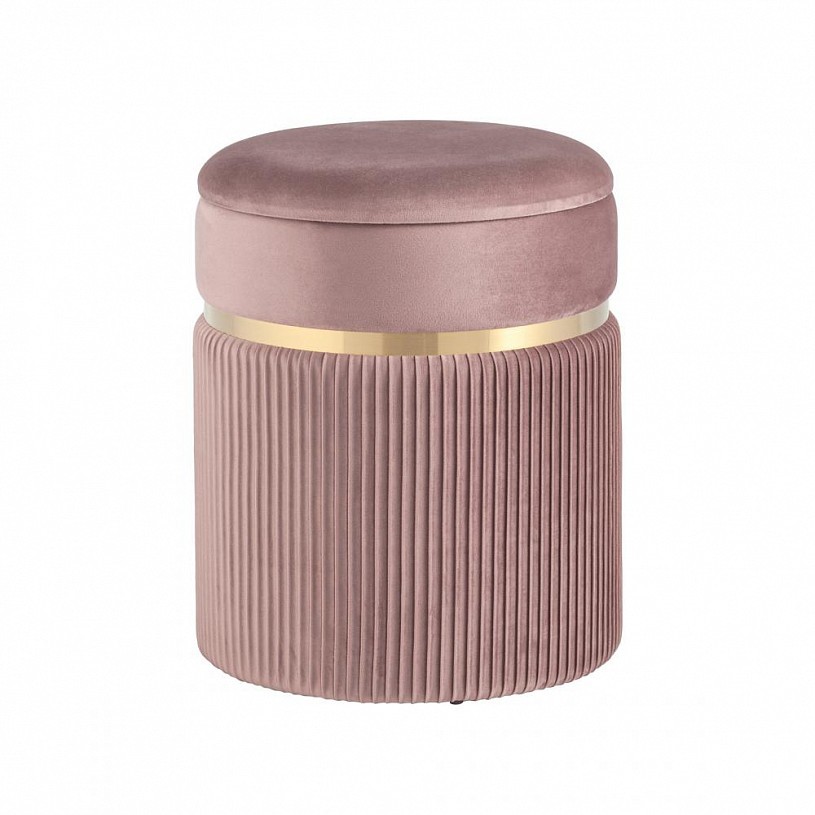 Пуф Миранда с ящиком, велюр розовый