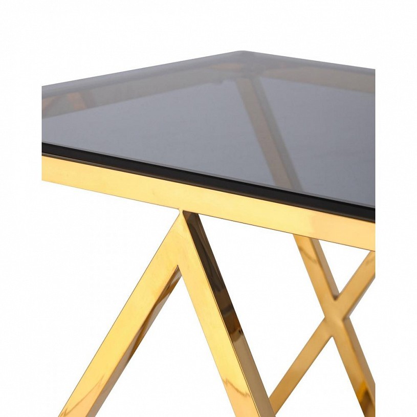 Журнальный стол 55*55 ИНСИГНИЯ, стекло smoke, сталь золото Журнальный стол 55*55 ИНСИГНИЯ, стекло smoke, сталь золото