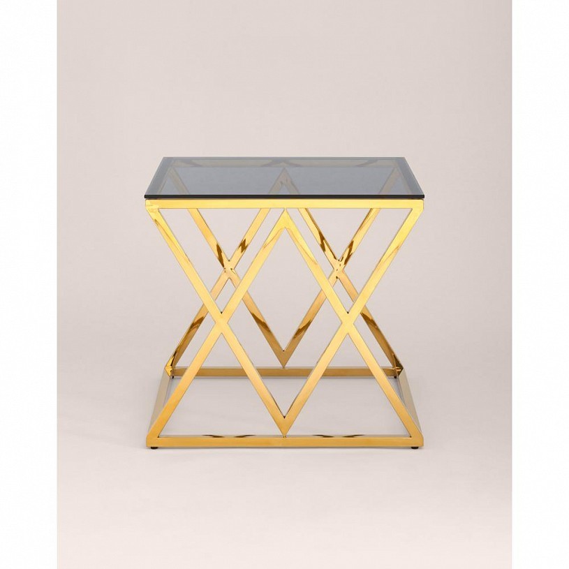 Журнальный стол 55*55 ИНСИГНИЯ, стекло smoke, сталь золото Журнальный стол 55*55 ИНСИГНИЯ, стекло smoke, сталь золото