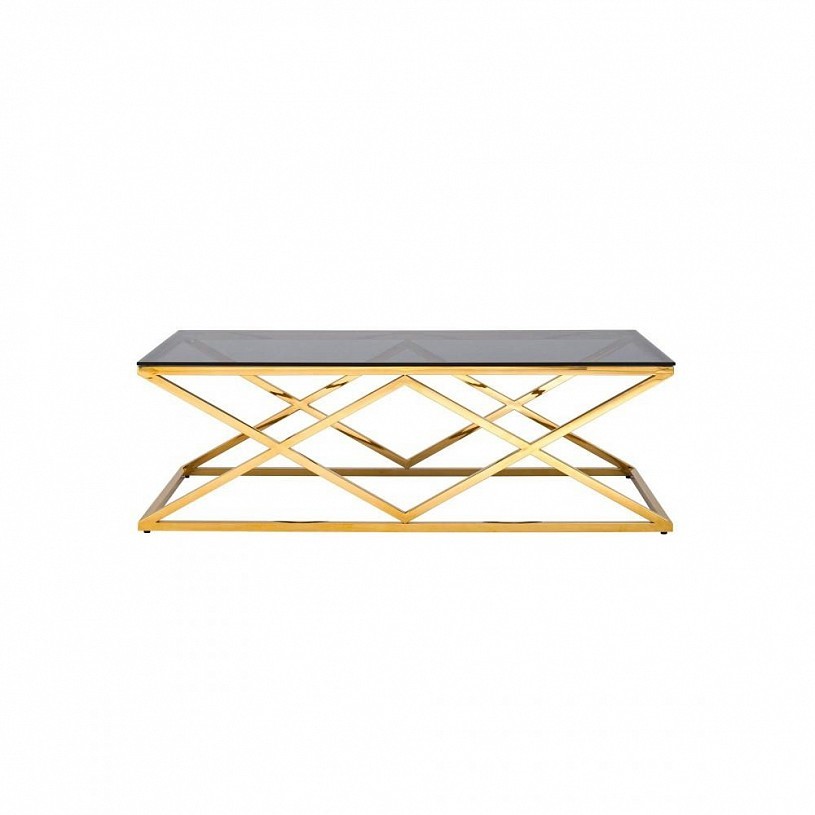 Журнальный стол 120*60 ИНСИГНИЯ, стекло smoke, сталь золото Журнальный стол 120*60 ИНСИГНИЯ, стекло smoke, сталь золото