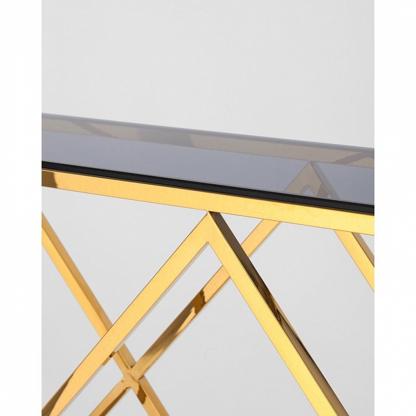 Консоль ИНСИГНИЯ 115*30, стекло smoke, сталь золото