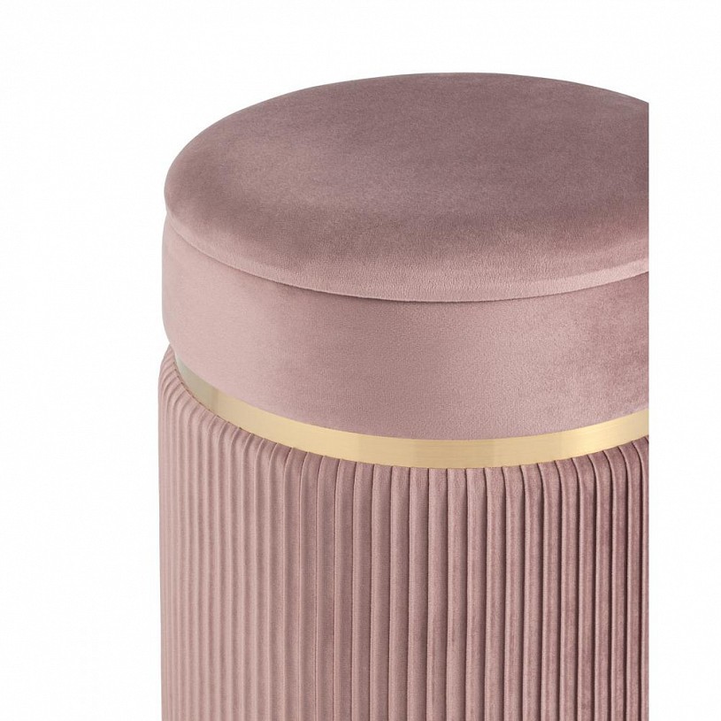 Пуф Миранда с ящиком, велюр розовый