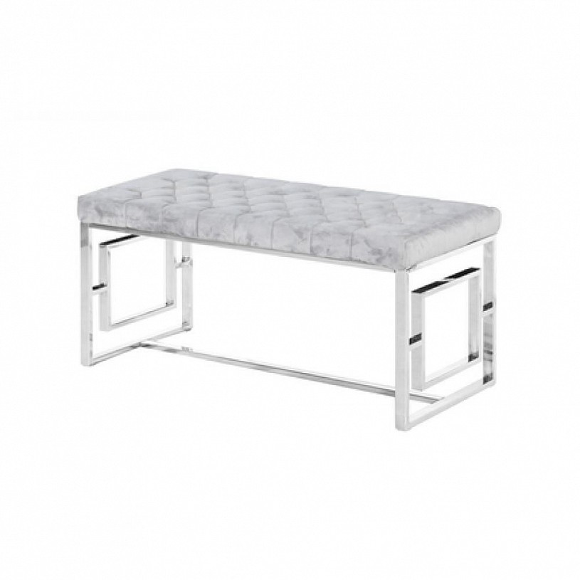 Банкетка-скамейка БРУКЛИН, вельвет серый, сталь серебро Банкетка-скамейка БРУКЛИН, вельвет серый, сталь серебро