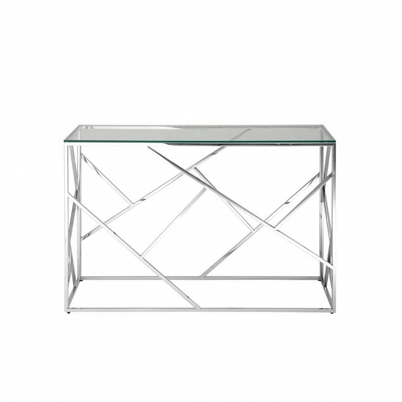 Консоль АРТ ДЕКО 120*40, прозрачное стекло, сталь серебро