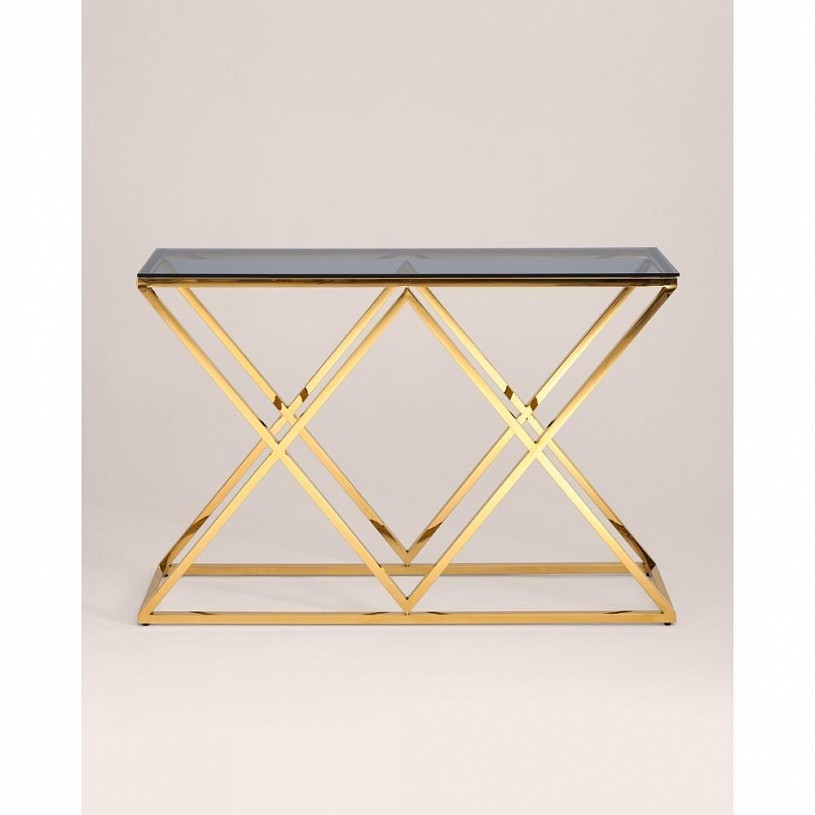 Консоль ИНСИГНИЯ 115*30, стекло smoke, сталь золото