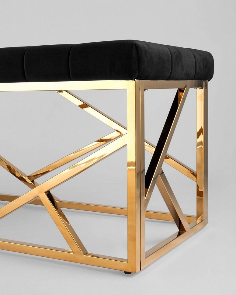 Банкетка-скамейка АРТ ДЕКО, вельвет черный, сталь золото Банкетка-скамейка АРТ ДЕКО, вельвет черный, сталь золото