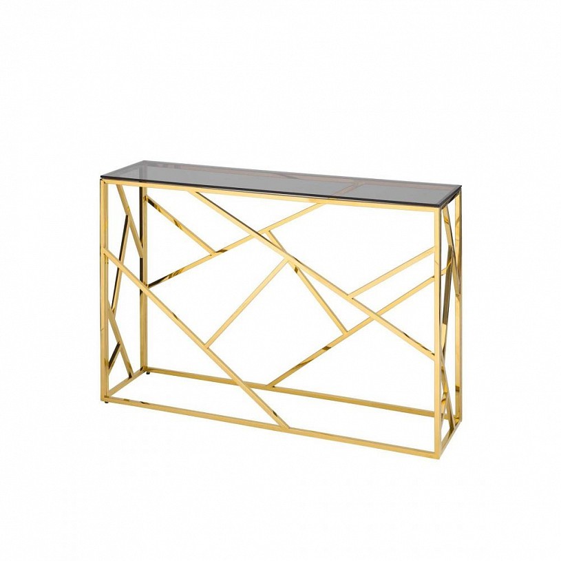 Консоль АРТ ДЕКО 115*30, стекло smoke, сталь золото