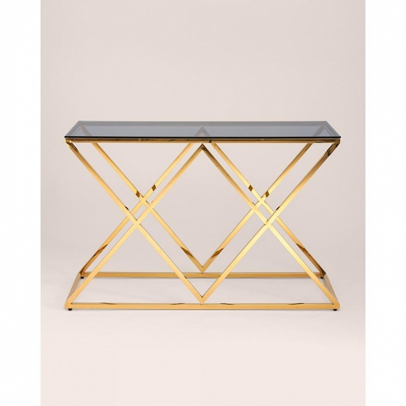 Консоль ИНСИГНИЯ 120*40, стекло smoke, сталь золото Консоль ИНСИГНИЯ 120*40, стекло smoke, сталь золото