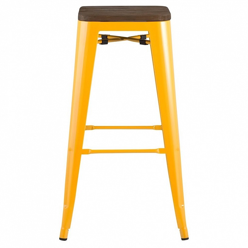 Стул барный TOLIX желтый глянцевый + темное дерево Стул барный TOLIX желтый глянцевый + темное дерево