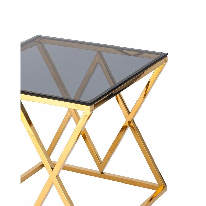 Журнальный стол 55*55 ИНСИГНИЯ, стекло smoke, сталь золото Журнальный стол 55*55 ИНСИГНИЯ, стекло smoke, сталь золото