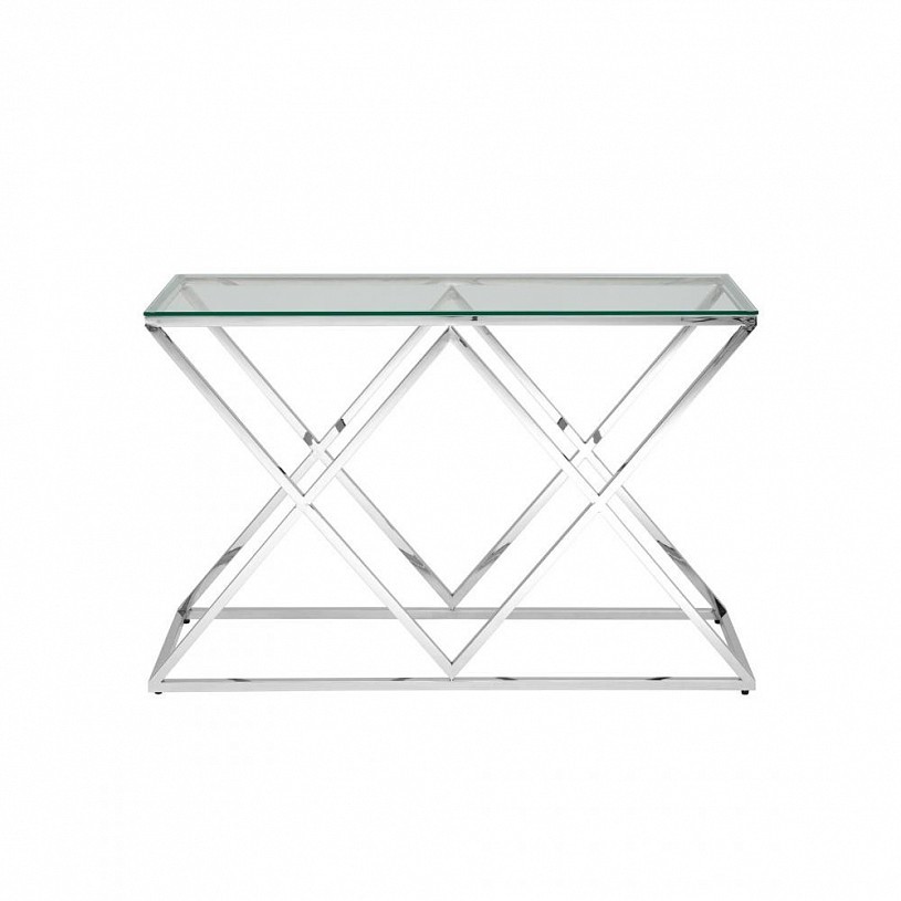 Консоль ИНСИГНИЯ 120*40, прозрачное стекло, сталь серебро