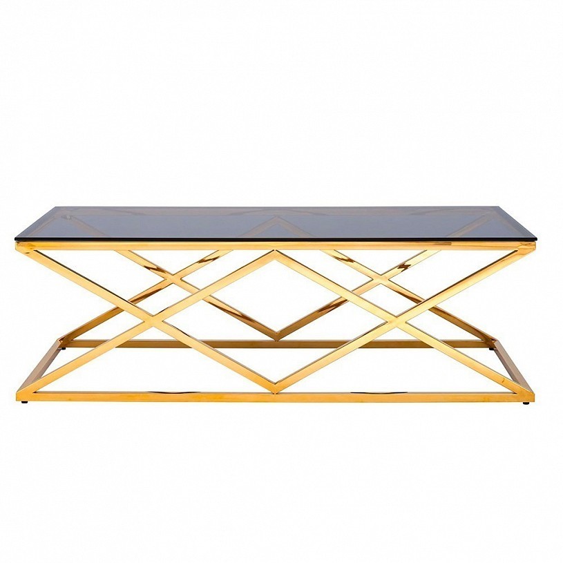 Журнальный стол 120*60 ИНСИГНИЯ, стекло smoke, сталь золото Журнальный стол 120*60 ИНСИГНИЯ, стекло smoke, сталь золото