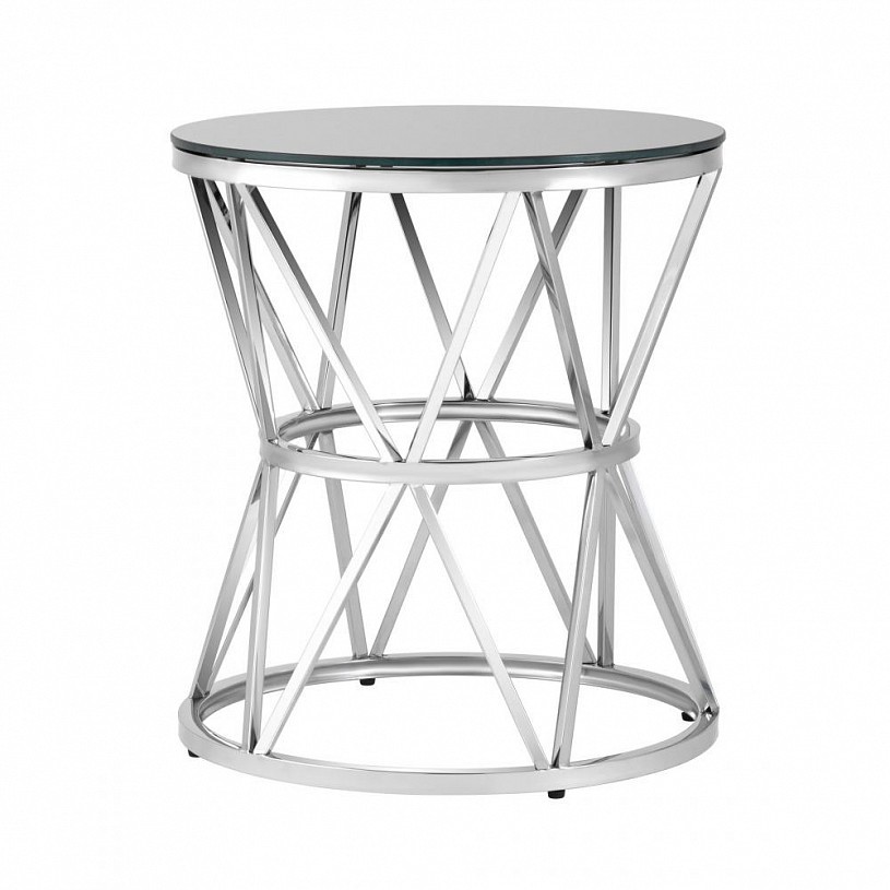 Журнальный столик 50*50 ВИВА, стекло черное, сталь серебро Журнальный столик 50*50 ВИВА, стекло черное, сталь серебро